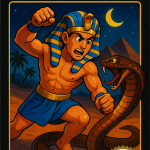 Curse of the Pharaoh artwork showing an Egyptian warrior and a cobra
