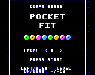 Pocket Fit NES title screen with colorful puzzle pieces
